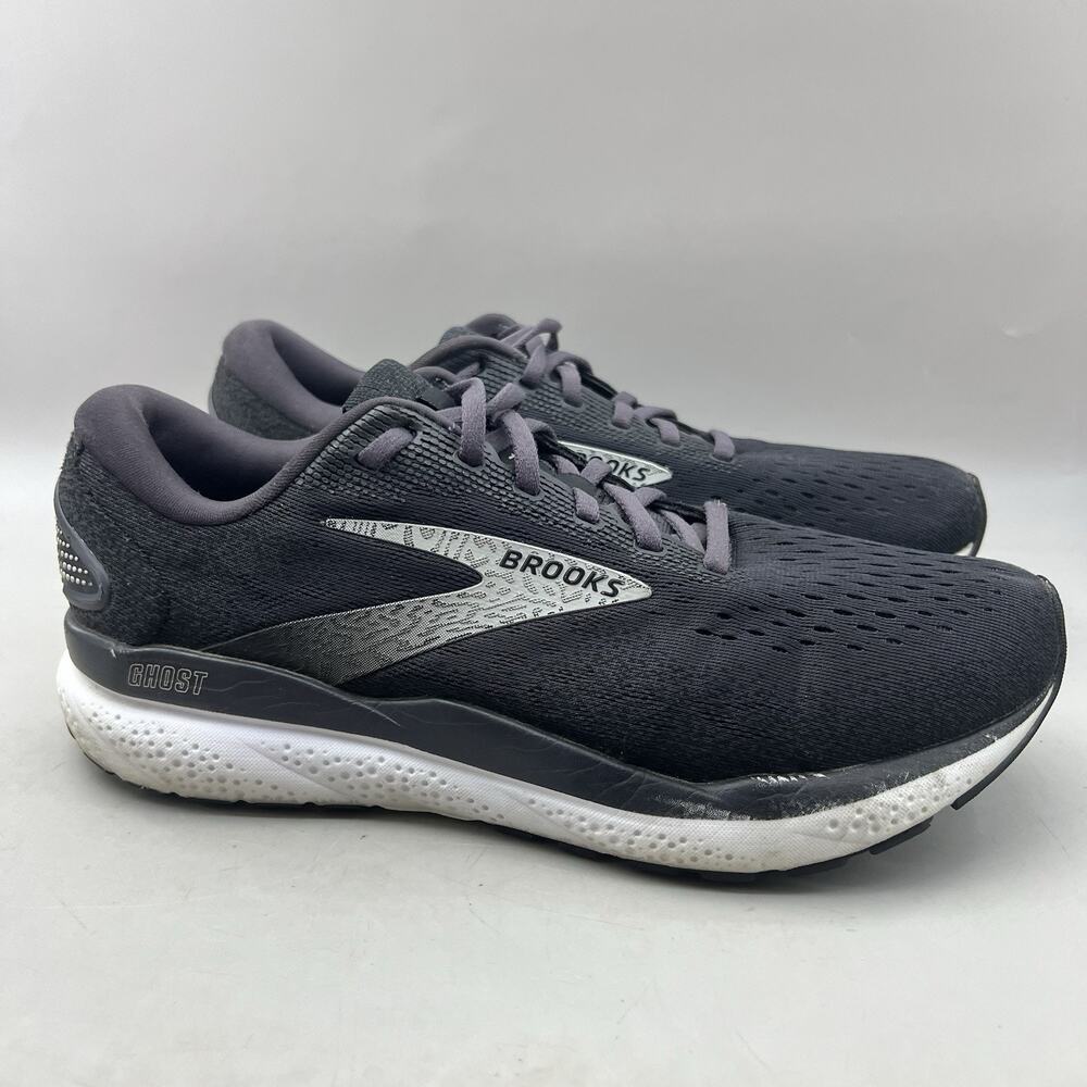Brooks Ghost 16 Running Shoes Men Size 9 D Black White Comfort Cushion Sneakers